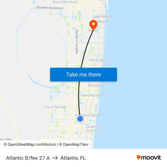 Atlantic B/Nw 27 A to Atlantis, FL map