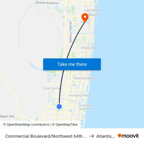 Commercial Boulevard/Northwest 64th Avenue to Atlantis, FL map