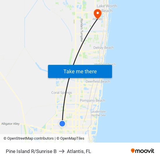 Pine Island R/Sunrise B to Atlantis, FL map