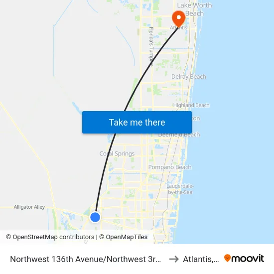 Northwest 136th Avenue/Northwest 3rd Street to Atlantis, FL map