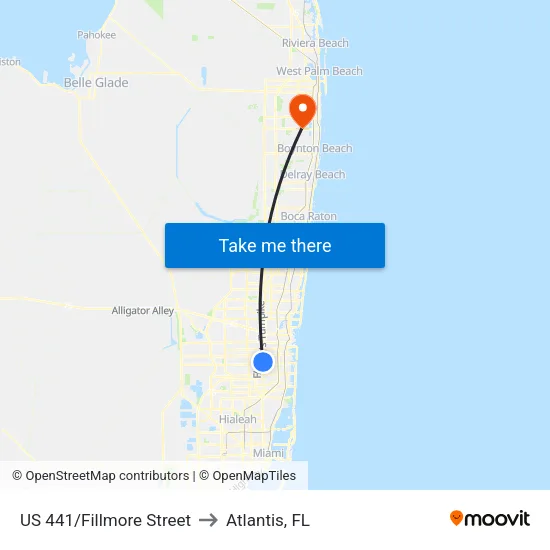 US 441/Fillmore Street to Atlantis, FL map