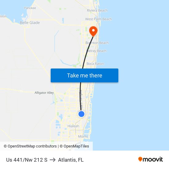 Us 441/Nw 212 S to Atlantis, FL map
