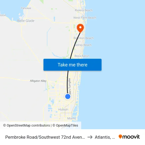 Pembroke Road/Southwest 72nd Avenue to Atlantis, FL map