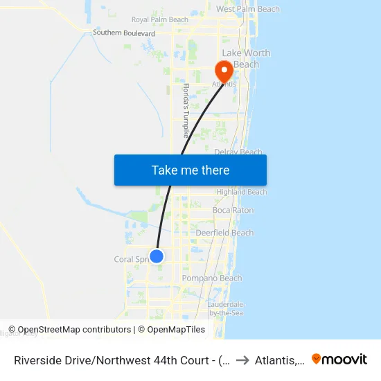 Riverside Drive/Northwest 44th Court - (Publix) to Atlantis, FL map