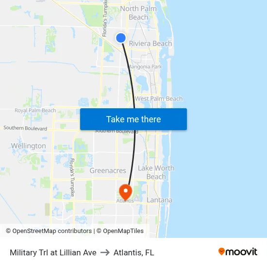 Military Trl at Lillian Ave to Atlantis, FL map
