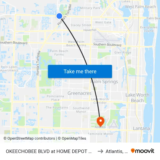 OKEECHOBEE BLVD at  HOME DEPOT MAIN to Atlantis, FL map