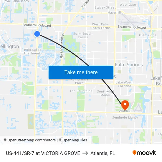 US-441/SR-7 at VICTORIA GROVE to Atlantis, FL map