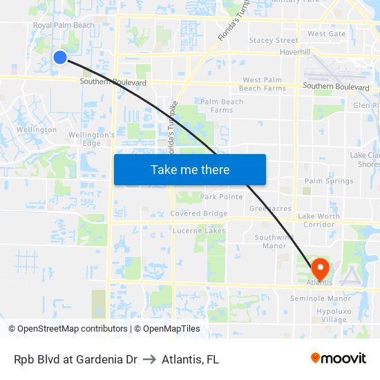 Rpb Blvd at Gardenia Dr to Atlantis, FL map