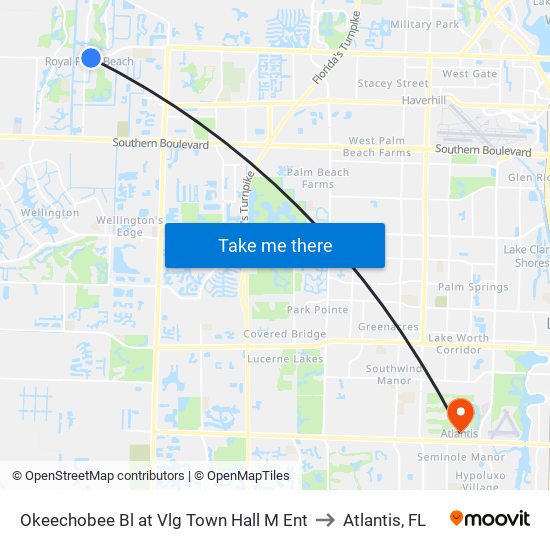 Okeechobee Bl at Vlg Town Hall M Ent to Atlantis, FL map