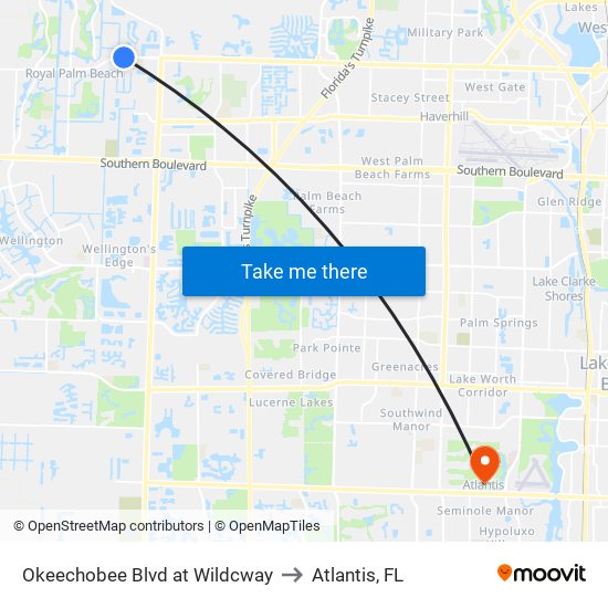 OKEECHOBEE BLVD at  WILDCWAY to Atlantis, FL map