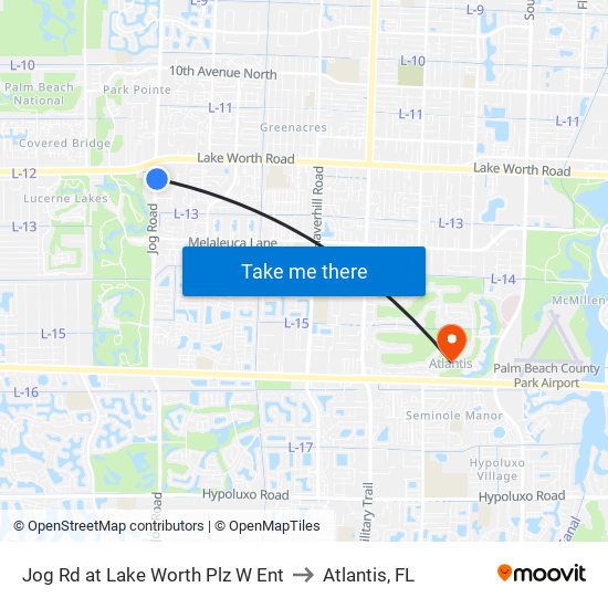 Jog Rd at  Lake Worth Plz W Ent to Atlantis, FL map