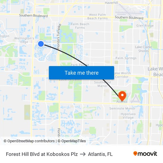 FOREST HILL BLVD at KOBOSKOS PLZ to Atlantis, FL map