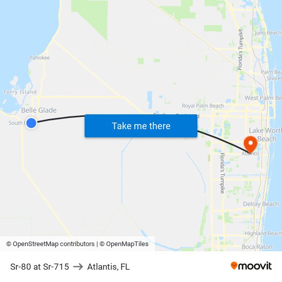 Sr-80 at Sr-715 to Atlantis, FL map