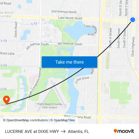 LUCERNE AVE at DIXIE HWY to Atlantis, FL map