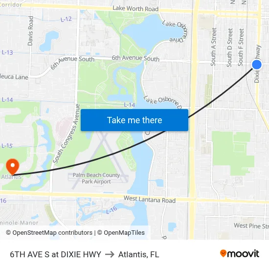 6TH AVE S at DIXIE HWY to Atlantis, FL map