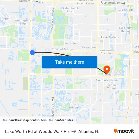 LAKE WORTH RD at WOODS WALK PLZ to Atlantis, FL map