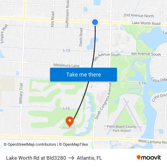 Lake Worth Rd at Bld3280 to Atlantis, FL map