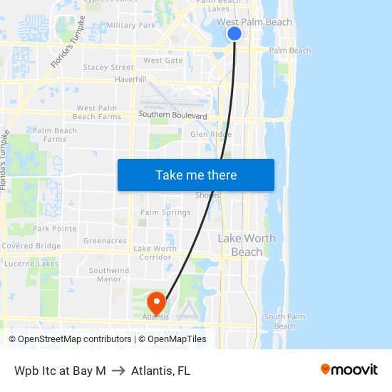 Wpb Itc at Bay M to Atlantis, FL map