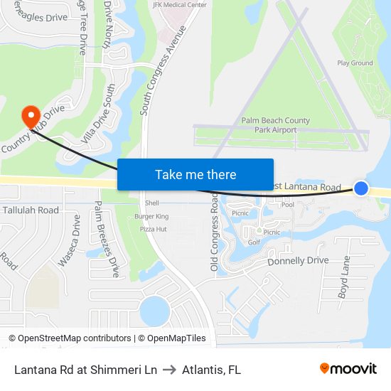 Lantana Rd at Shimmeri Ln to Atlantis, FL map