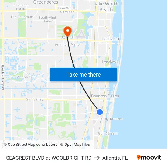 SEACREST BLVD at  WOOLBRIGHT RD to Atlantis, FL map