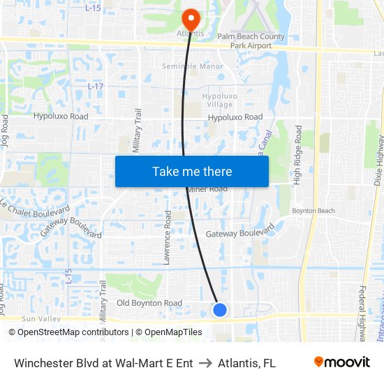 WINCHESTER BLVD at WAL-MART E ENT to Atlantis, FL map