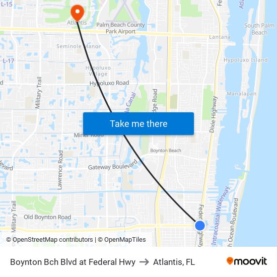 Boynton Bch Blvd at Federal Hwy to Atlantis, FL map