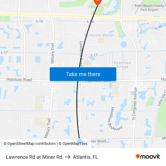 Lawrence Rd at  Miner Rd to Atlantis, FL map