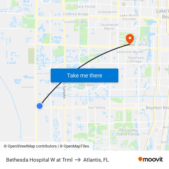 Bethesda Hospital W at Trml to Atlantis, FL map