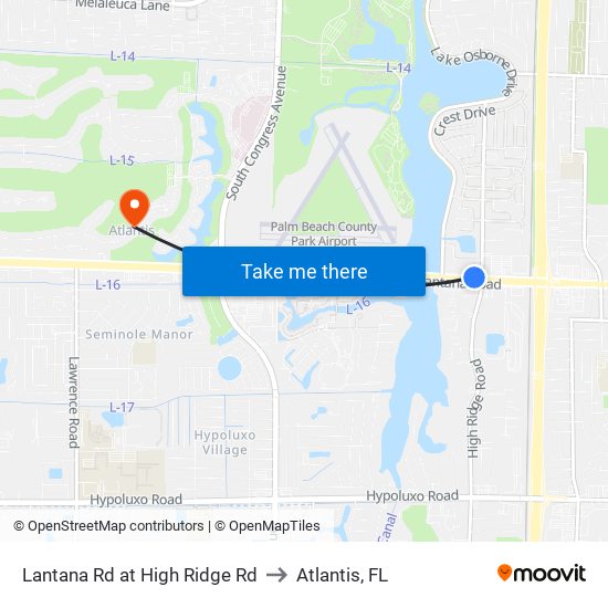 Lantana Rd at  High Ridge Rd to Atlantis, FL map