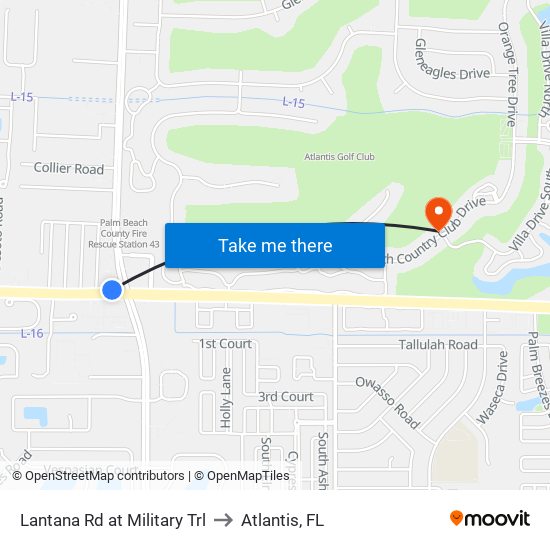 Lantana Rd at  Military Trl to Atlantis, FL map