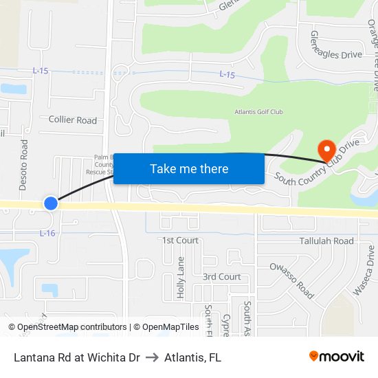 Lantana Rd at  Wichita Dr to Atlantis, FL map