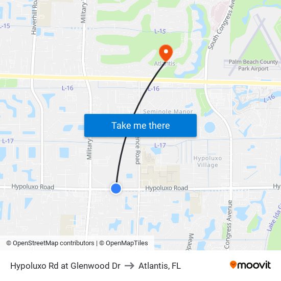 Hypoluxo Rd at Glenwood Dr to Atlantis, FL map