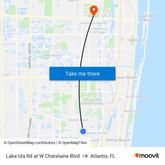 LAKE IDA RD at  W CHATELAINE BLVD to Atlantis, FL map