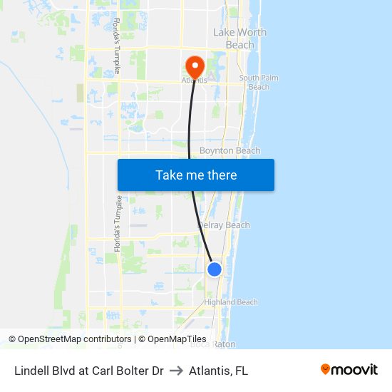 LINDELL BLVD at CARL BOLTER DR to Atlantis, FL map