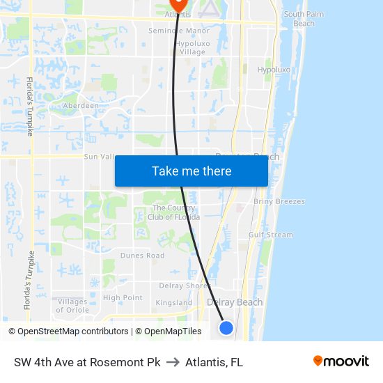 SW 4TH AVE at ROSEMONT PK to Atlantis, FL map