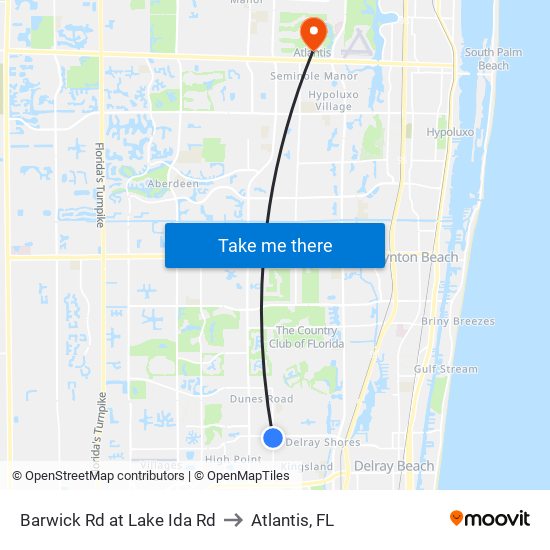 BARWICK RD at  LAKE IDA RD to Atlantis, FL map