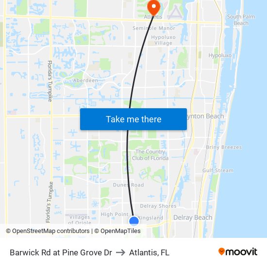 Barwick Rd at  Pine Grove Dr to Atlantis, FL map