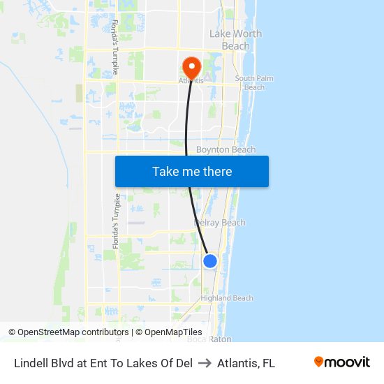 Lindell Blvd at Ent To Lakes Of Del to Atlantis, FL map