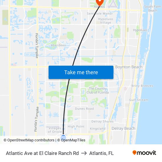 Atlantic Ave at  El Claire Ranch Rd to Atlantis, FL map