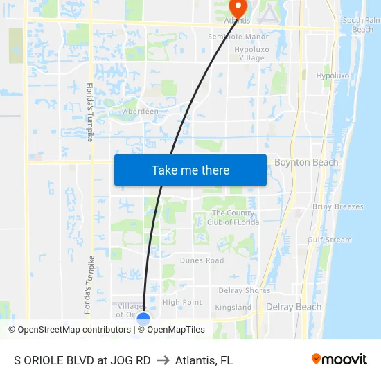 S ORIOLE BLVD at  JOG RD to Atlantis, FL map