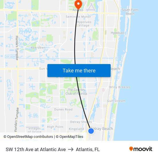 SW 12TH AVE at  ATLANTIC AVE to Atlantis, FL map