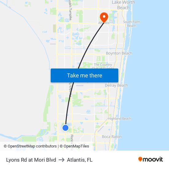Lyons Rd at  Mori Blvd to Atlantis, FL map