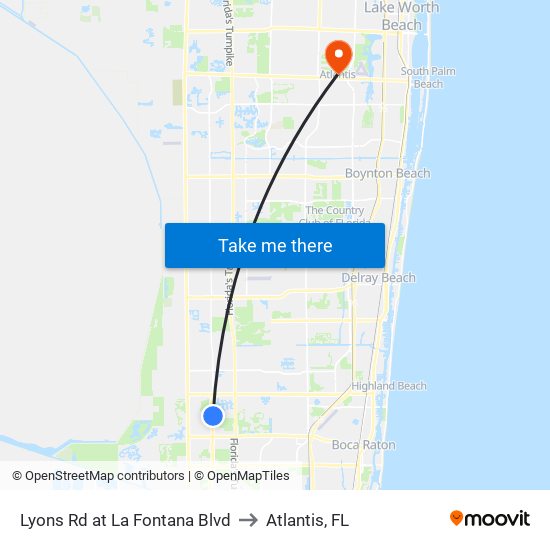 Lyons Rd at  La Fontana Blvd to Atlantis, FL map