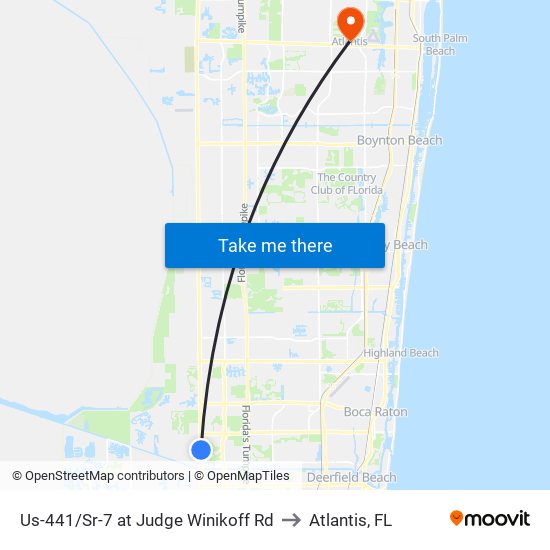 Us-441/Sr-7 at Judge Winikoff Rd to Atlantis, FL map