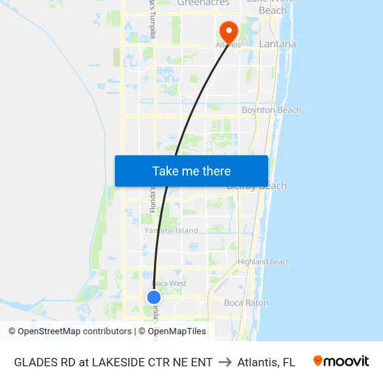 GLADES RD at LAKESIDE CTR NE ENT to Atlantis, FL map