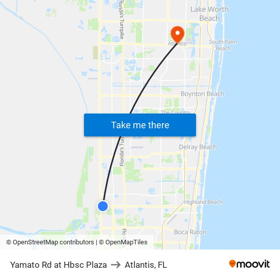 Yamato Rd at Hbsc Plaza to Atlantis, FL map