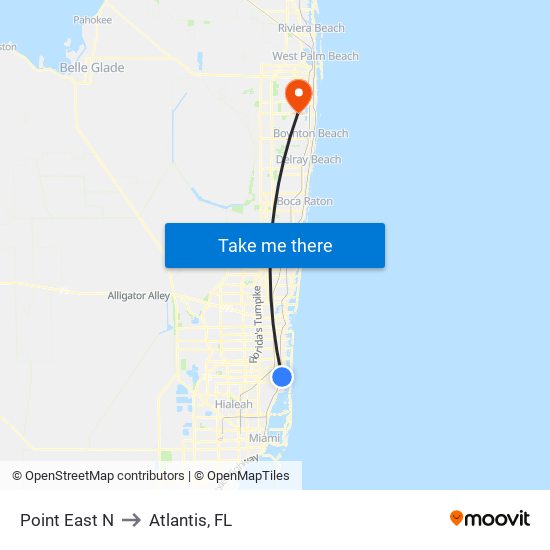 Point East N to Atlantis, FL map