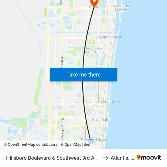 Hillsboro Boulevard & Southwest 3rd Avenue to Atlantis, FL map
