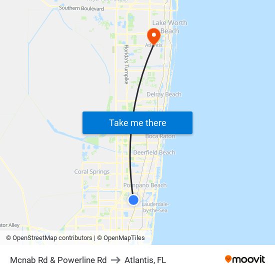 Mcnab Rd & Powerline Rd to Atlantis, FL map