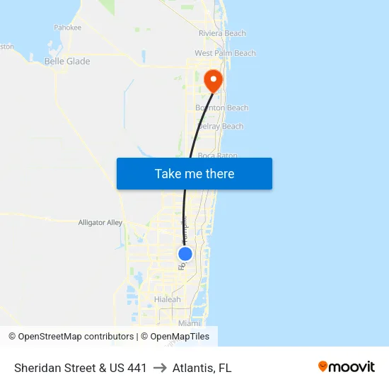 Sheridan Street & US 441 to Atlantis, FL map